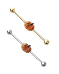Surgical Steel 14 Gauge Pumpkin Industrial Barbell 38mm