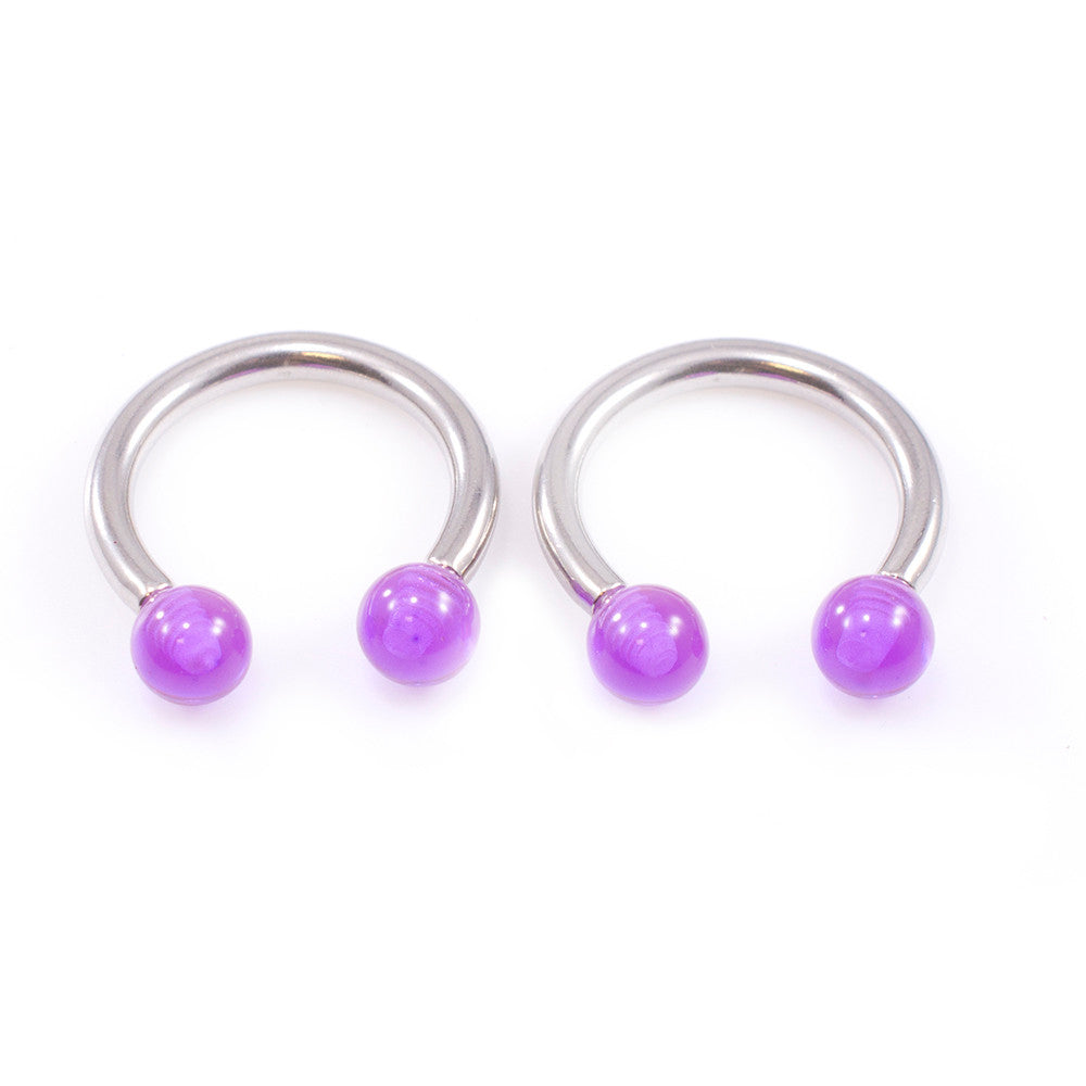 Surgical Steel 10 Gauge Horseshoe Barbell with Acrylic Ball - Pair - photo 6