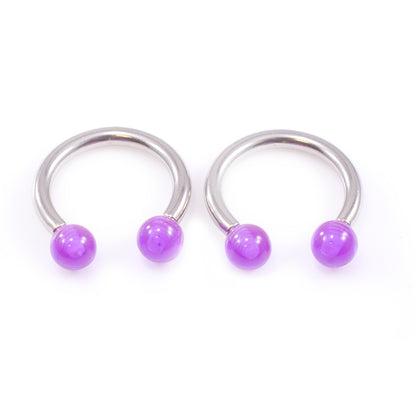 Surgical Steel 10 Gauge Horseshoe Barbell with Acrylic Ball - Pair - photo 6
