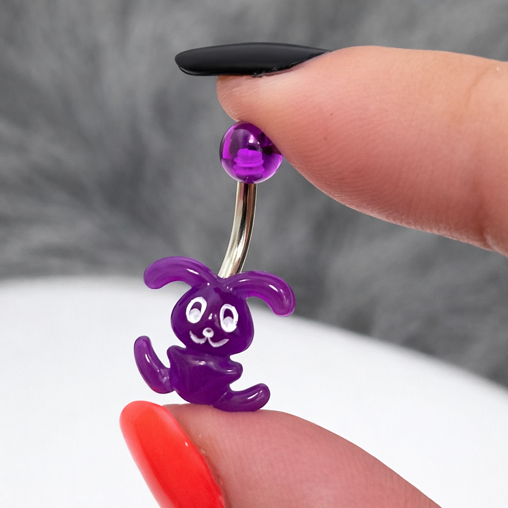 Surgical Steel 14 Gauge Belly Ring with Acrylic Bunny - photo 9