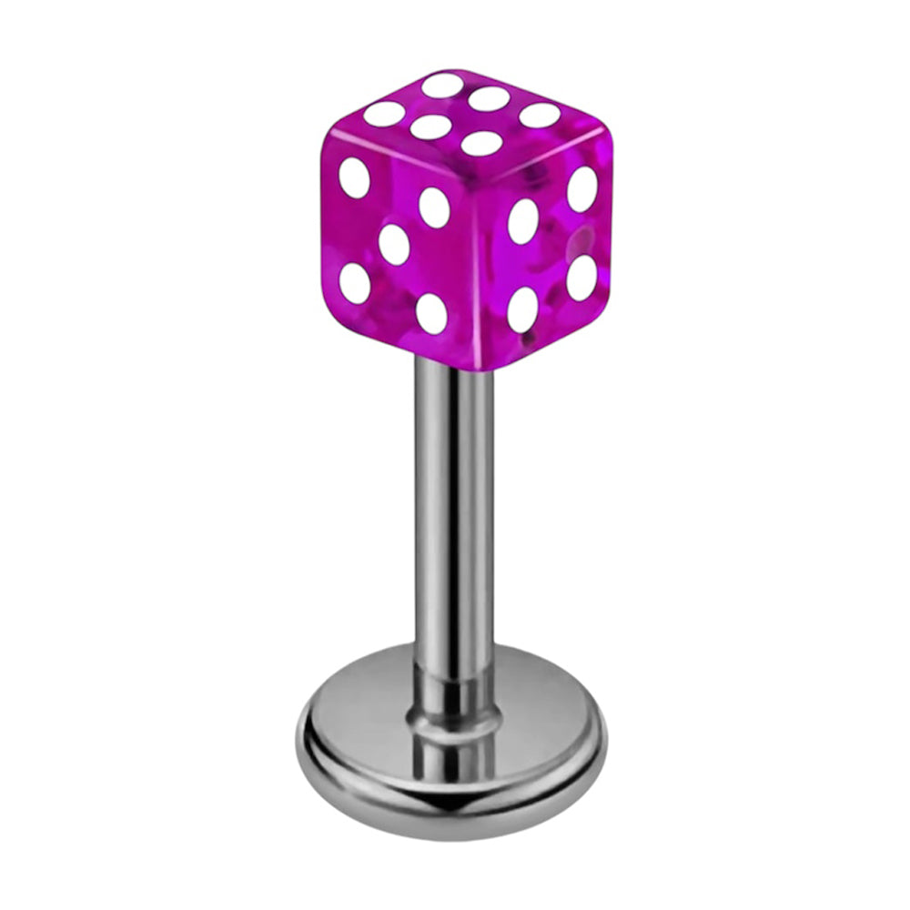 Surgical Steel 16 Gauge Flat Back Labret Stud with Acrylic Dice - photo 10