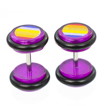 Acrylic 16 Gauge Striped Fake Gauge Plugs - Pair - photo 3