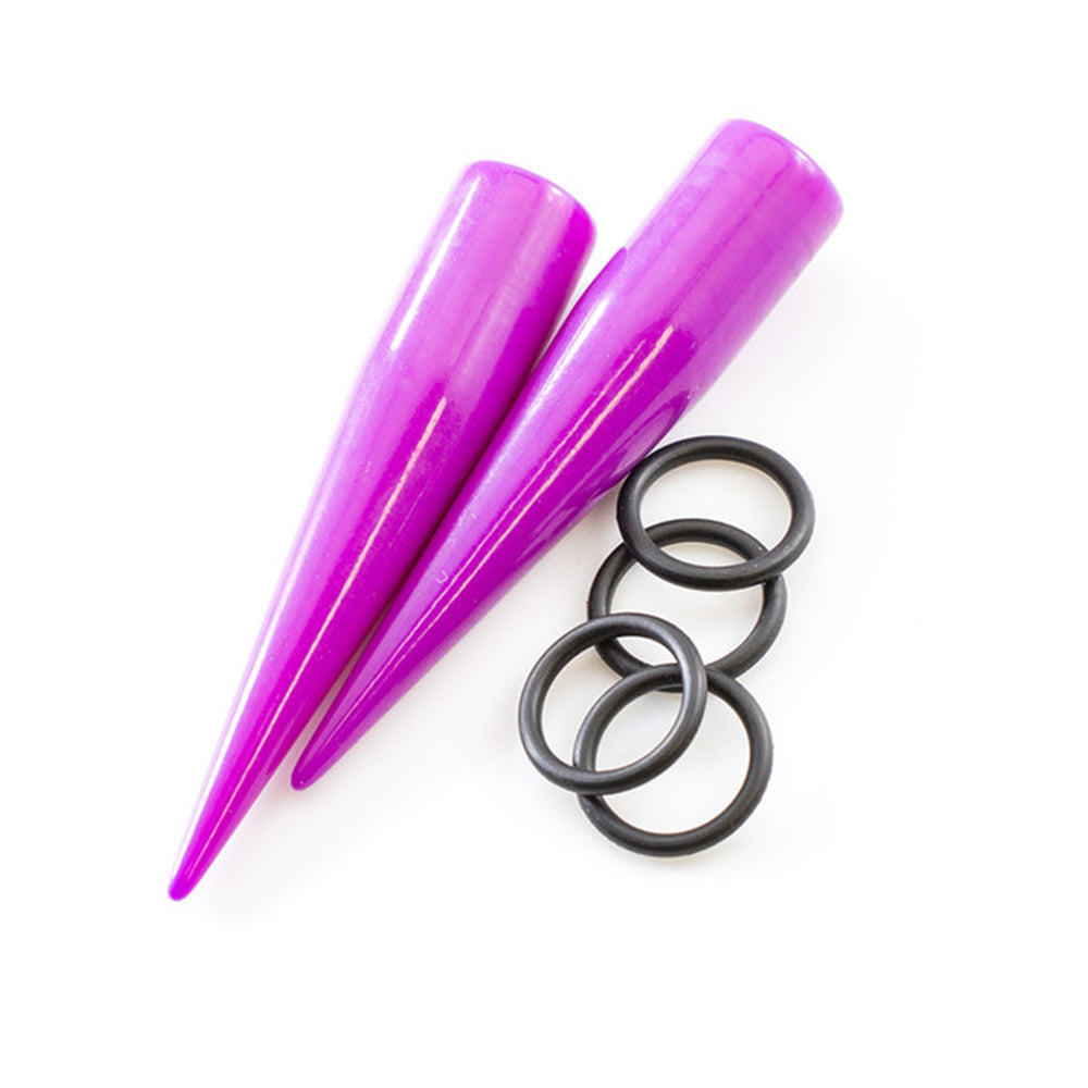 Acrylic 6 to 00 Gauge Purple Spike Tapers Ear Stretching Kit - 10 Pack - View 2