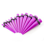 Acrylic 6 to 00 Gauge Purple Spike Tapers Ear Stretching Kit - 10 Pack