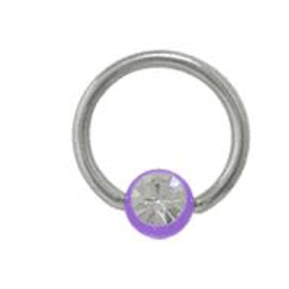 Surgical Steel 14 Gauge CZ Captive Bead Ring with UV Glow Ball - photo 5