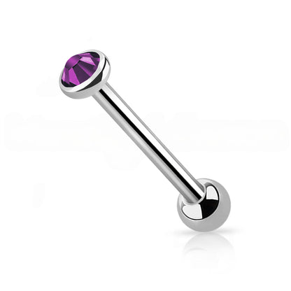 Titanium Tongue Barbell 14G 14mm & 16mm with Bezel CZ Top - photo 10