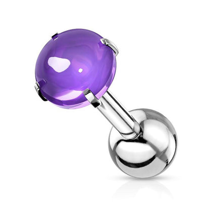 Surgical Steel 16 Gauge Tragus Barbell with Cabochon Stone - photo 9