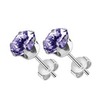 Surgical Steel 20 Gauge Cubic Zirconia Stud Earrings - Pair