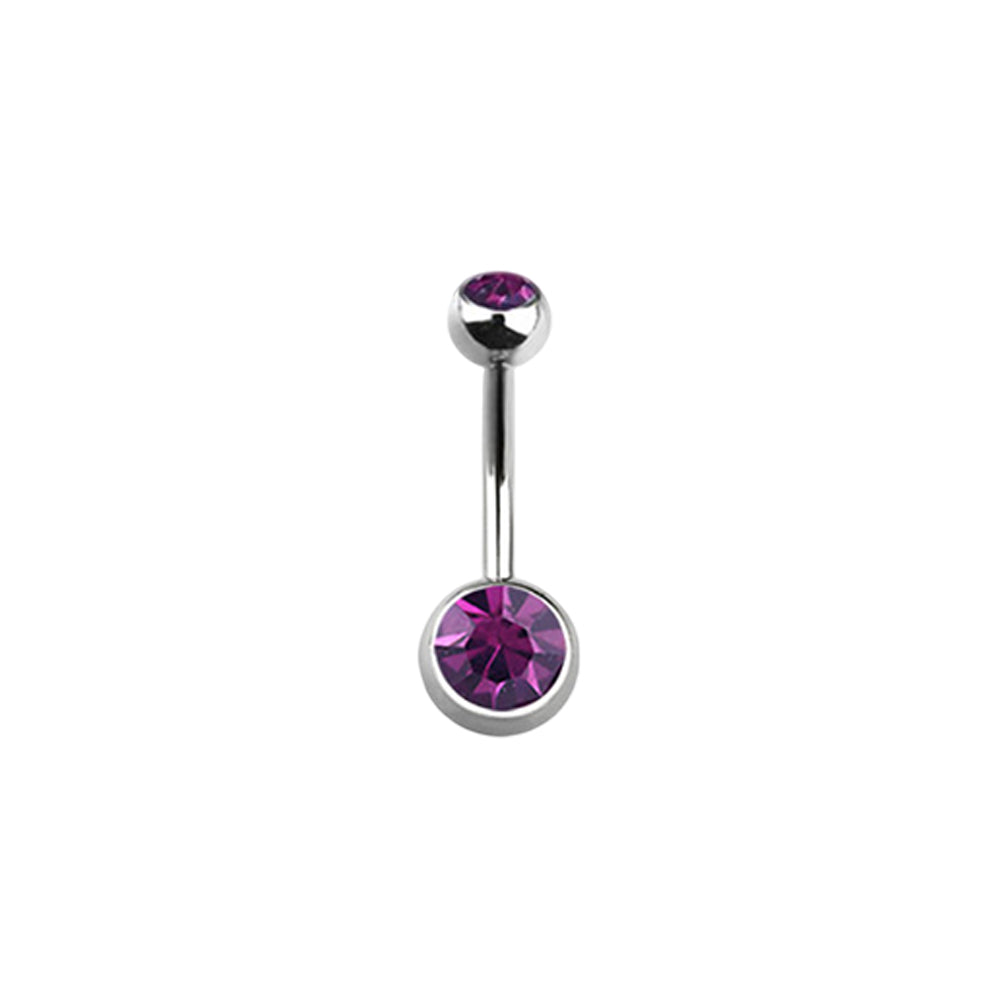 Titanium 14 Gauge Double CZ Belly Button Ring 14mm