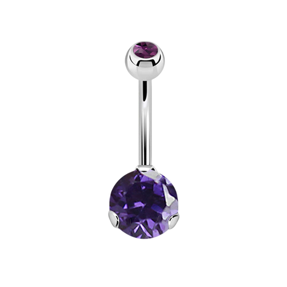Surgical Steel 14 Gauge Crystal CZ Belly Button Ring