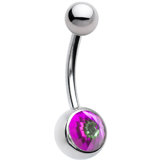 Surgical Steel 14 Gauge Belly Ring with Face Cone CZ - photo 4