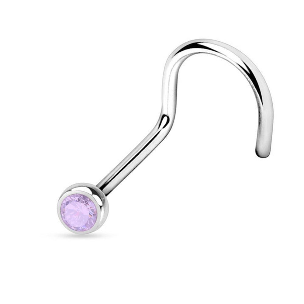 Surgical Steel Nose Screw with Bezel Set CZ - 18 & 20 Gauge - photo 8