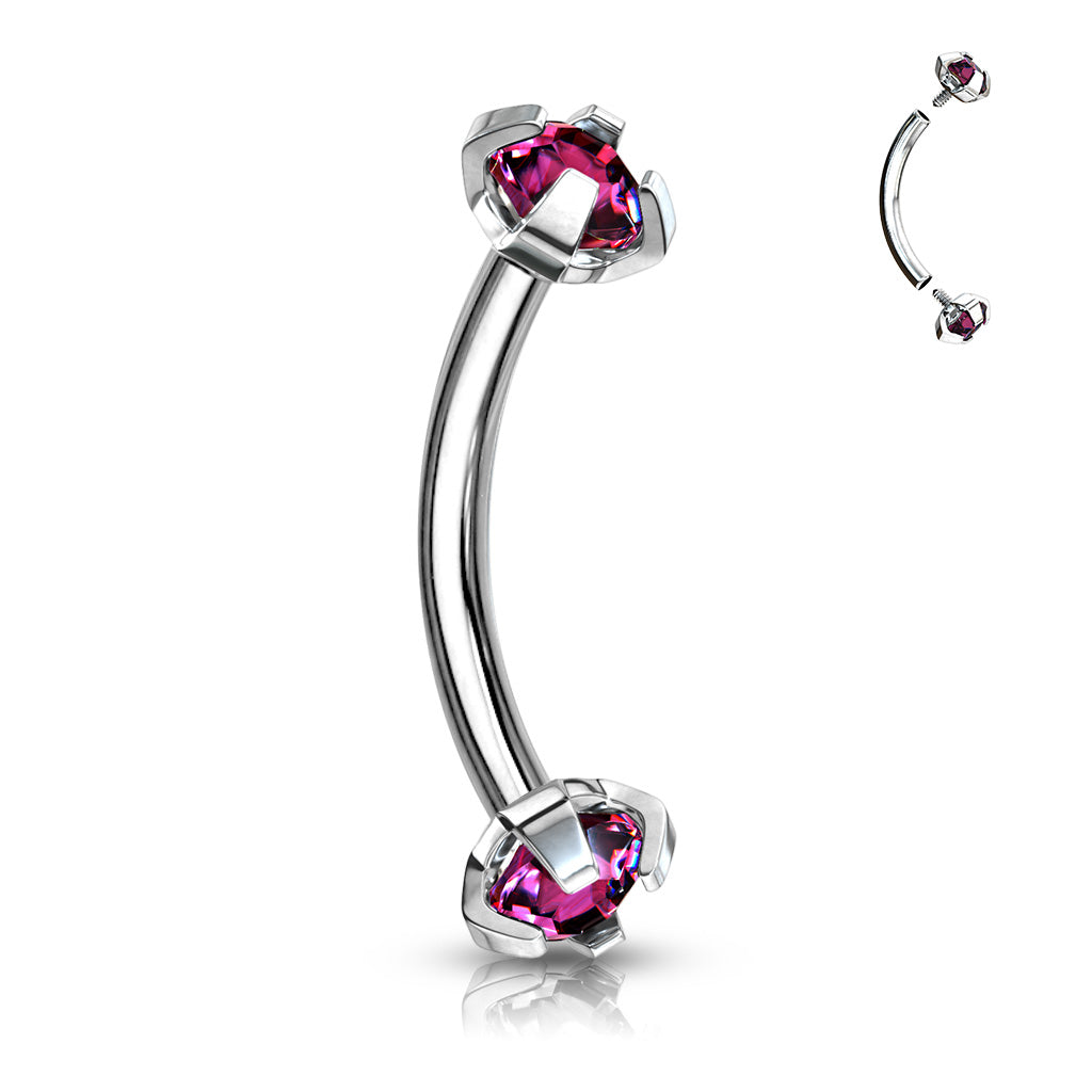 Surgical Steel Curved Barbell 16G 8mm with 3mm CZ Crystal - photo 9