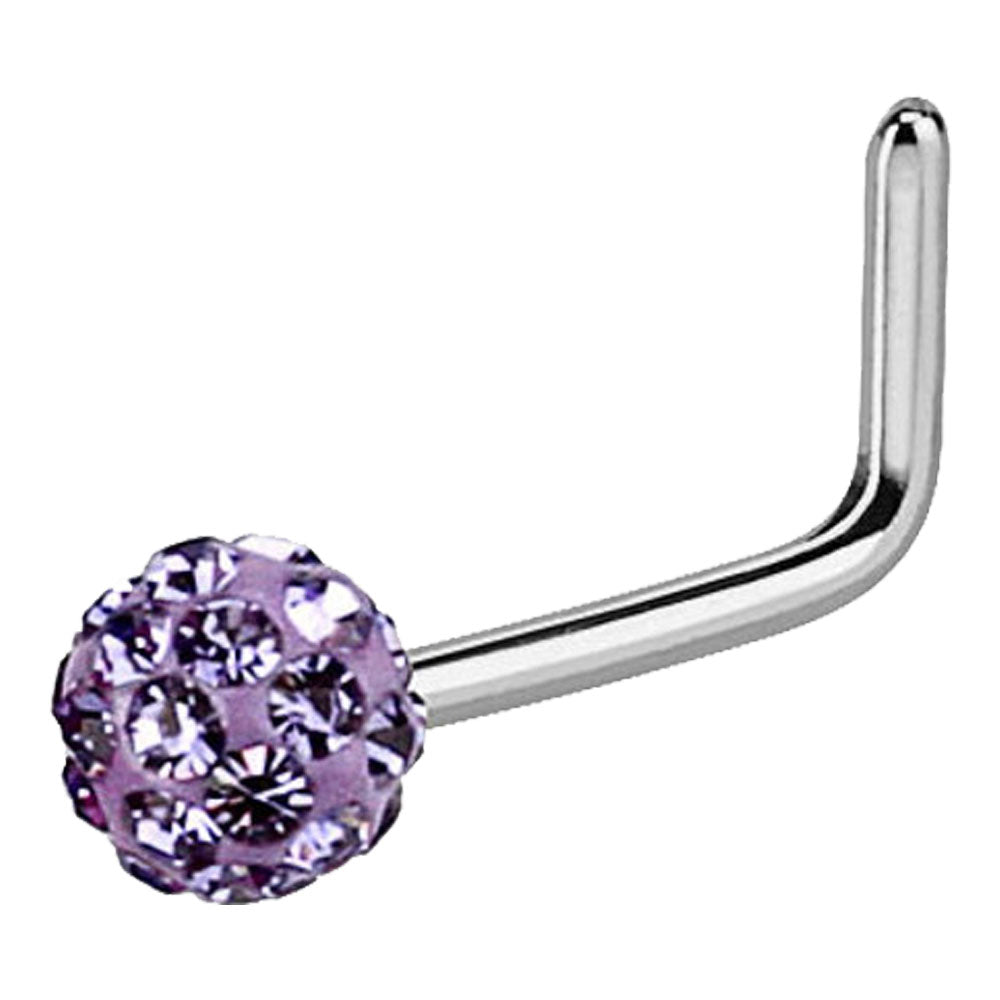 Surgical Steel 20 Gauge L-Shape Nose Stud with Ferido Ball CZ - photo 5