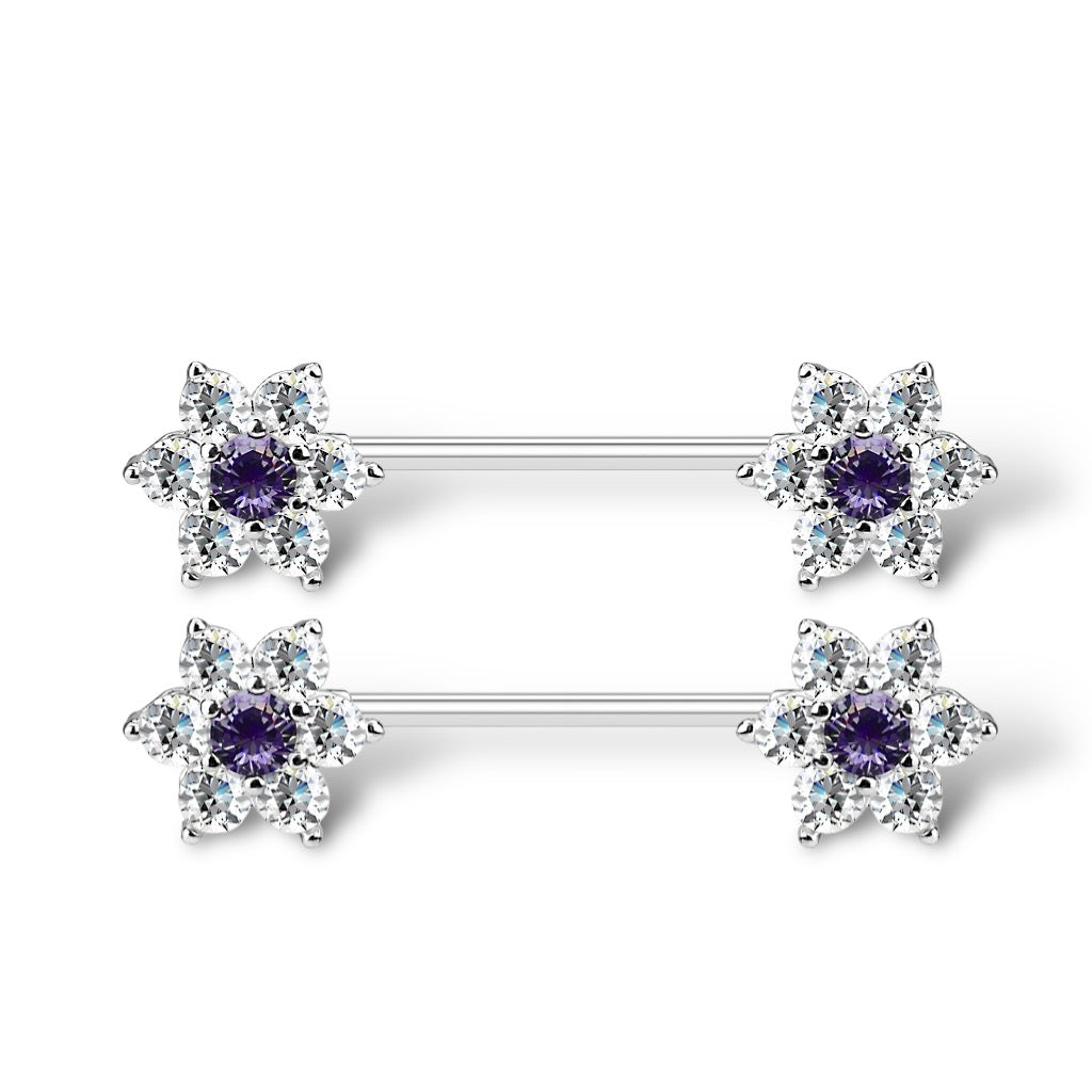 Surgical Steel 14 Gauge Nipple Barbell with CZ Flower Kitty Cat - Pair - photo 10