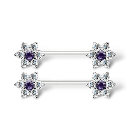Surgical Steel 14 Gauge Nipple Barbell with CZ Flower Kitty Cat - Pair - photo 10