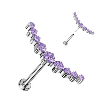 Titanium 18 Gauge Curved CZ Climber Flat Back Labret Stud - photo 5