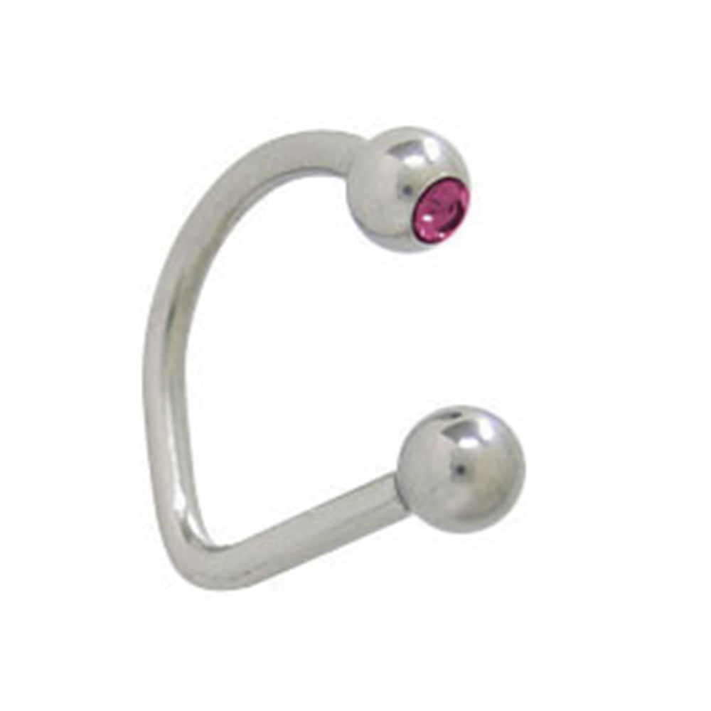 Surgical Steel 16 Gauge Labret Stud with Purple CZ Lippy Loop
