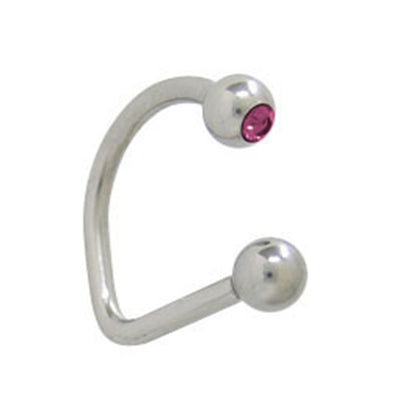 Surgical Steel 16 Gauge Labret Stud with Purple CZ Lippy Loop