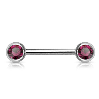 Surgical Steel 16 Gauge Nipple Barbell CZ Front Facing Bezel - Pair - photo 8