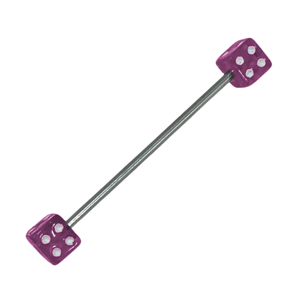 Surgical Steel 14 Gauge Industrial Barbell with Acrylic Dice Bead - photo 8