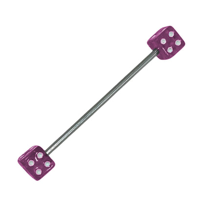 Surgical Steel 14 Gauge Industrial Barbell with Acrylic Dice Bead - photo 8