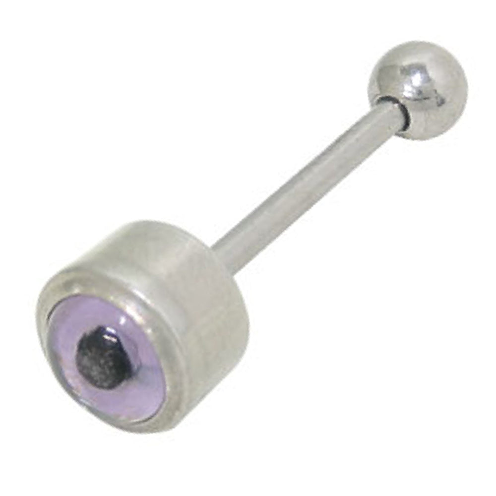 Surgical Steel 14 Gauge Tongue Barbell with Purple Eye Logo