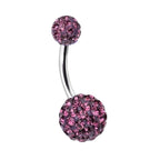 Surgical Steel 14 Gauge Belly Button Ring Purple with Ferido Gems
