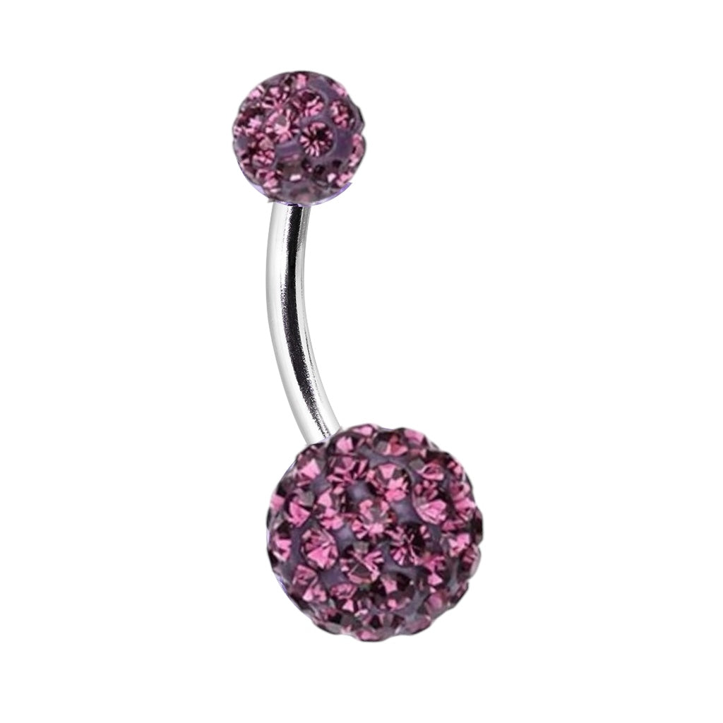 Surgical Steel 14 Gauge Belly Button Ring Purple with Ferido Gems