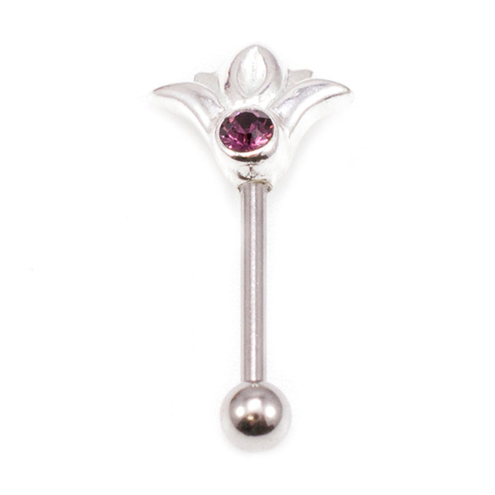 Surgical Steel 16 Gauge Eyebrow Barbell with CZ Flower Top - photo 10