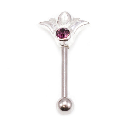 Surgical Steel 16 Gauge Eyebrow Barbell with CZ Flower Top - photo 10