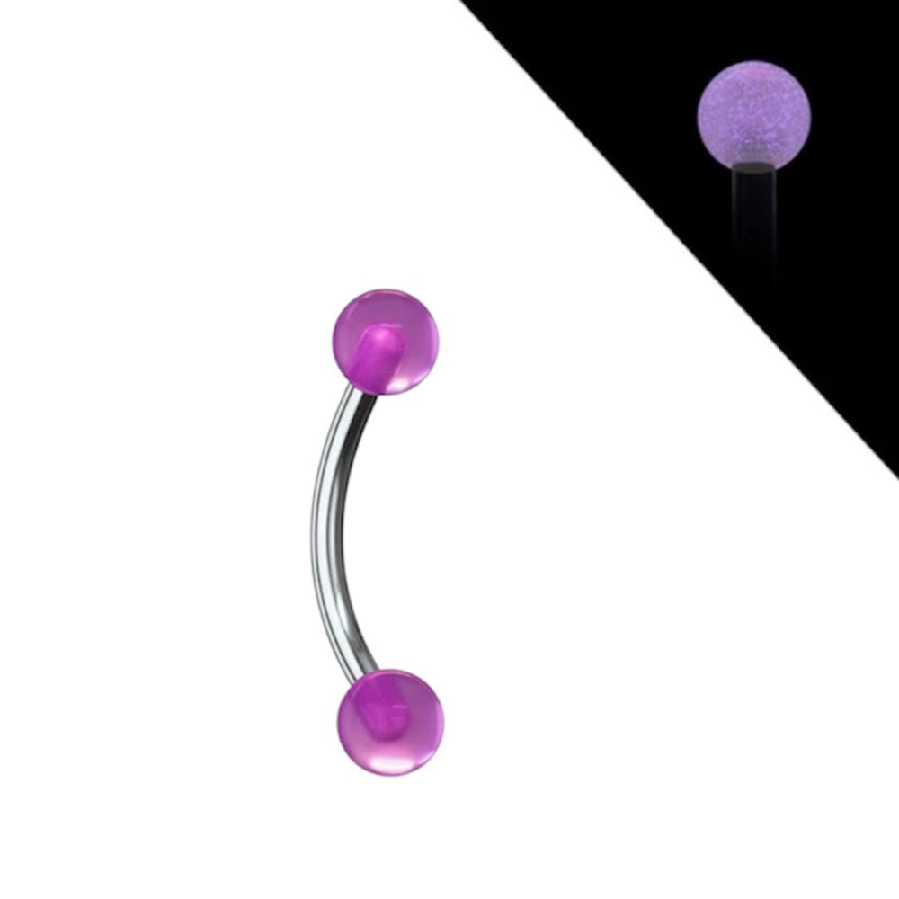 Surgical Steel 16 Gauge Eyebrow Barbell with Glow in Dark Acrylic Ball - photo 9