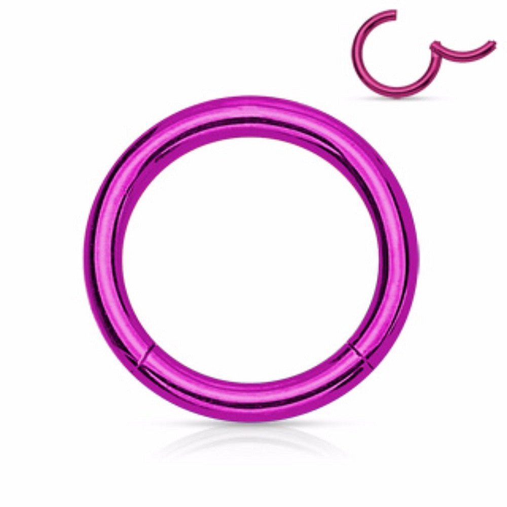 Surgical Steel 14 to 20 Gauge PVD Purple Hinged Segment Ring Clicker