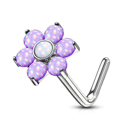 Surgical Steel 20 Gauge L-Bend Nose Stud with Stone Flower - photo 8
