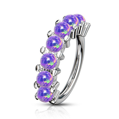 Surgical Steel 16 to 20 Gauge Lined Opal Bendable Hoop Ring - photo 4