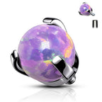 Titanium 14 & 16 Gauge Prong Set Opal Ball Dermal Anchor Tops