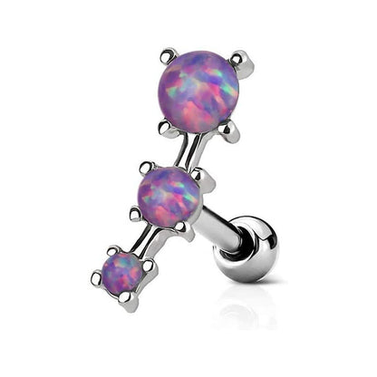 Surgical Steel 16 Gauge Cartilage Barbell with Three Opal - photo 5