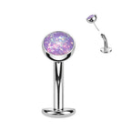 Titanium 14 Gauge Opal Floating Belly Button Ring Convex Base 8mm