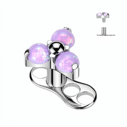 Titanium Dermal Anchor Tops with CZ Flower Opal Gems Base