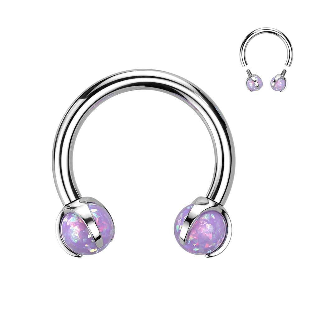 Titanium Horseshoe Circular Barbell 16G 8mm with Dragon Claw Opal - photo 4