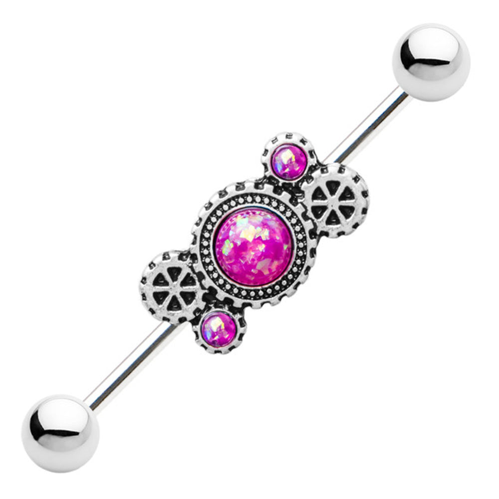 Surgical Steel Steampunk Opal Industrial Barbell 14G 38mm - 5 Colors - photo 2