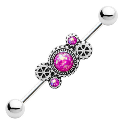 Surgical Steel Steampunk Opal Industrial Barbell 14G 38mm - 5 Colors - photo 2