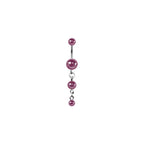 Titanium belly ring with triple pearl dangle