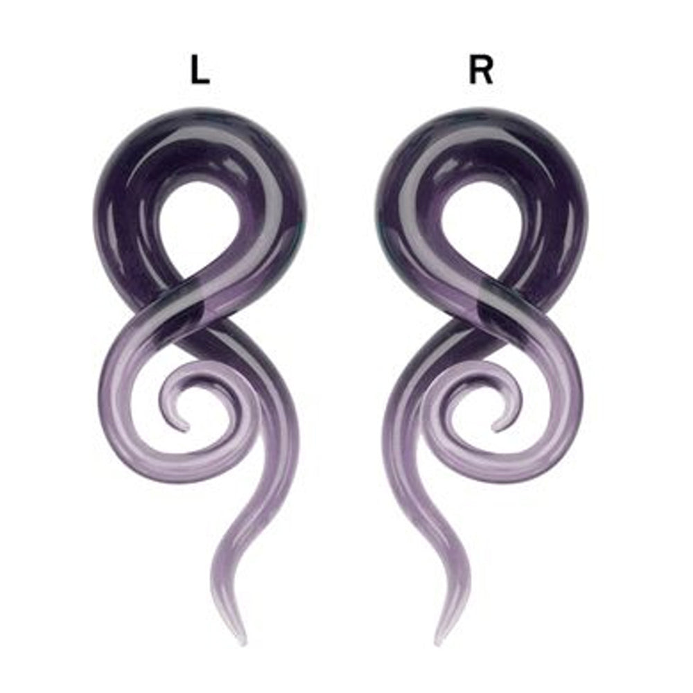 Pyrex Glass 00 Gauge to 1/2 Inch Twisted Spiral Ear Tapers - Pair