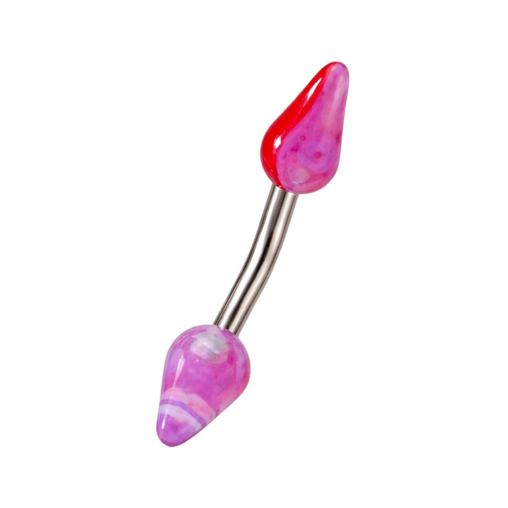 Surgical Steel 14 Gauge Curved Eyebrow Barbell with UV Glow Spike - photo 3