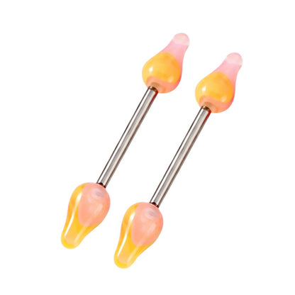 Surgical Steel 14 Gauge Nipple Barbell Spike with UV Acrylic - Pair - photo 3