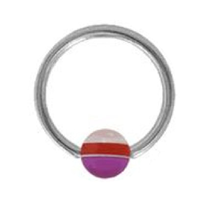 Surgical Steel 14 Gauge Captive Bead Ring with Acrylic Stripe Ball - photo 5
