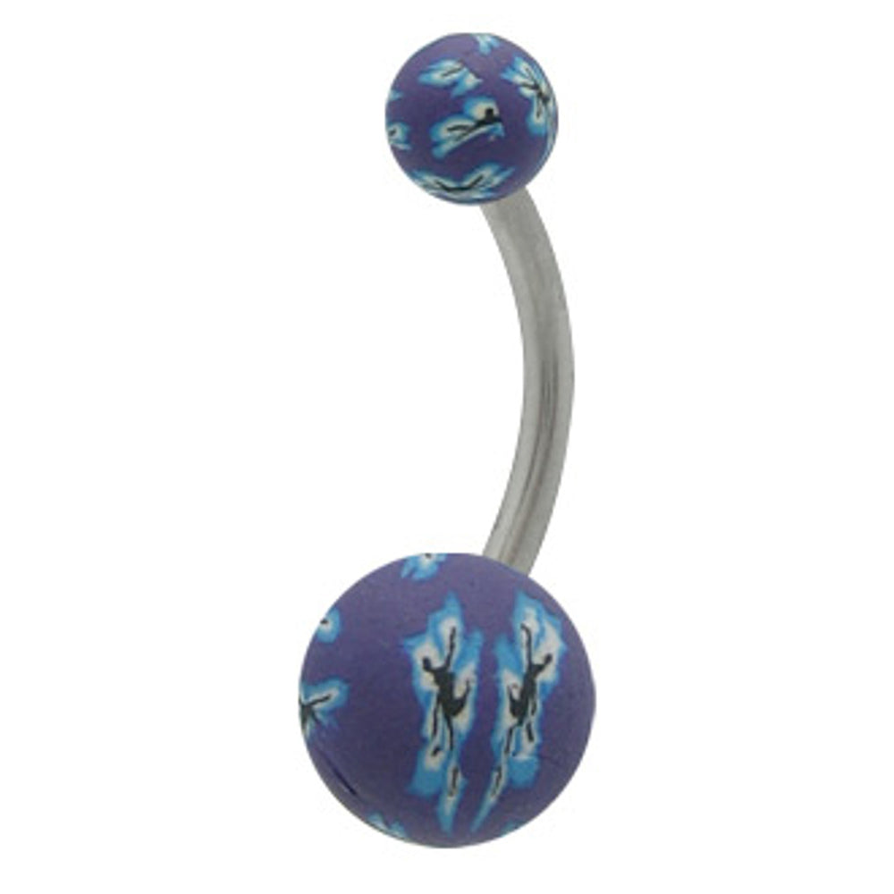 Surgical Steel Belly Button Ring 14G 10mm with Purple Silicone Ball