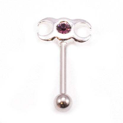 Surgical Steel 16 Gauge Eyebrow Barbell with CZ Triple Moon - photo 12