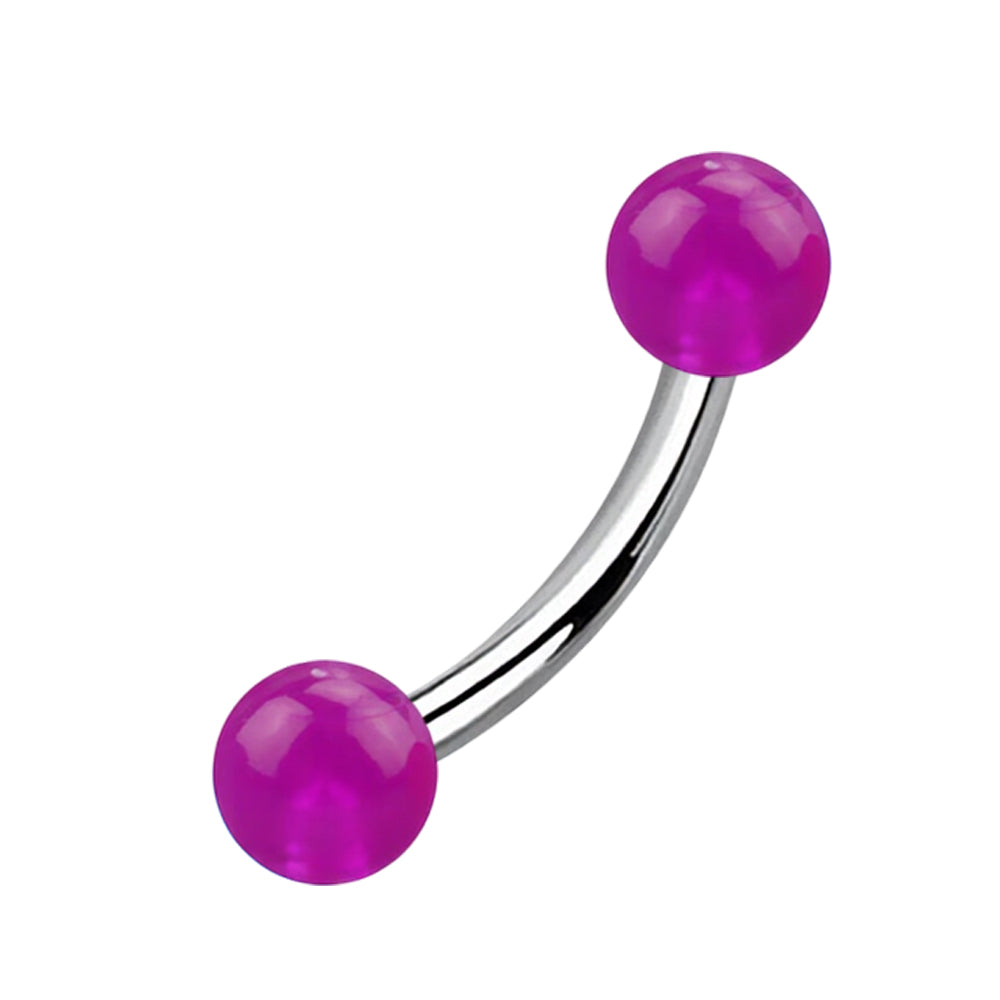 Titanium Curved Eyebrow Barbell 16G with Glow Ball Ends - photo 6